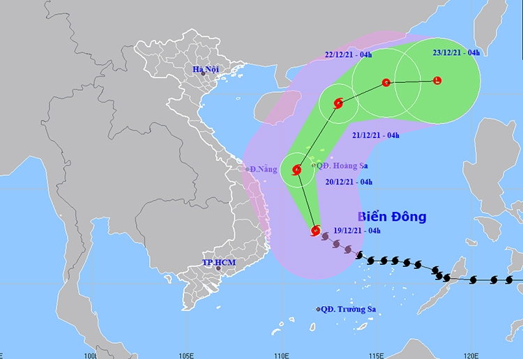 Thời tiết ngày 19/12: Bão số 9 gây gió mạnh, sóng lớn và mưa dông trên biển