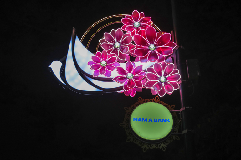 Hệ thống đèn điện mô phỏng các loại hoa trên các cung đường khác nhau trên địa bàn TP Đà Lạt