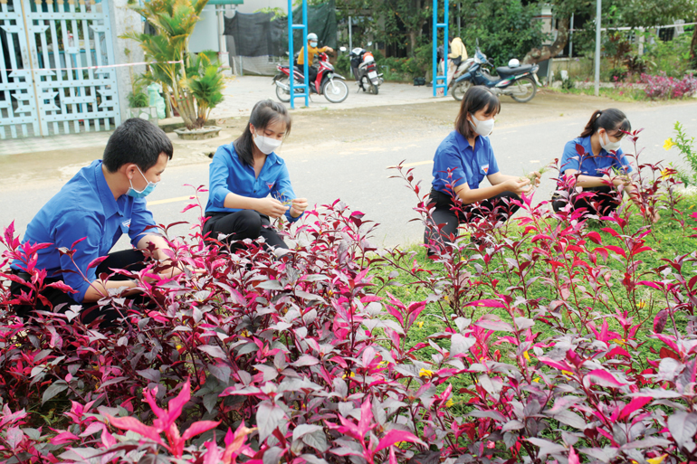 Trước nhà, nhiều gia đình ý thức được phải trồng cây xanh để tạo cảnh quan xanh, sạch, đẹp và được cộng đồng quan tâm chăm sóc