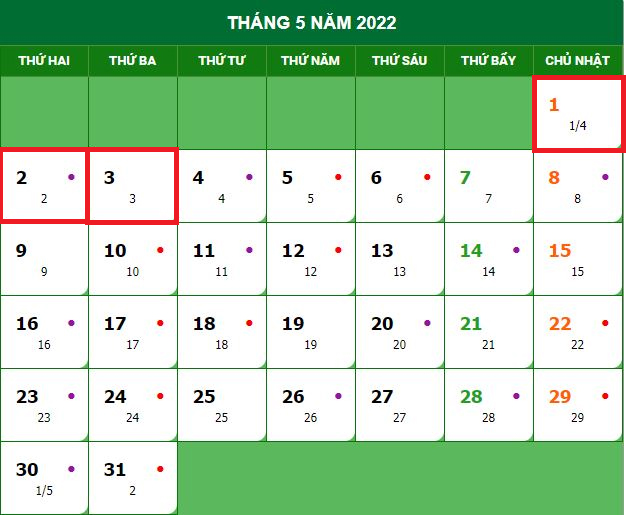 Lịch nghỉ lễ 30/4 và 01/5 năm 2022 với cán bộ, CCVC, NLĐ (Ảnh minh họa)