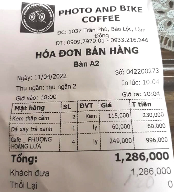 Thực hư về ly cà phê ''Phượng hoàng lửa'' giá 249.000 đồng ở Bảo Lộc