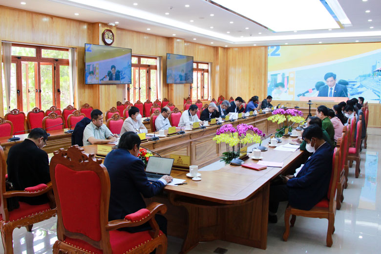 Quang cảnh hội nghị tại điểm cầu trực tuyến Lâm Đồng