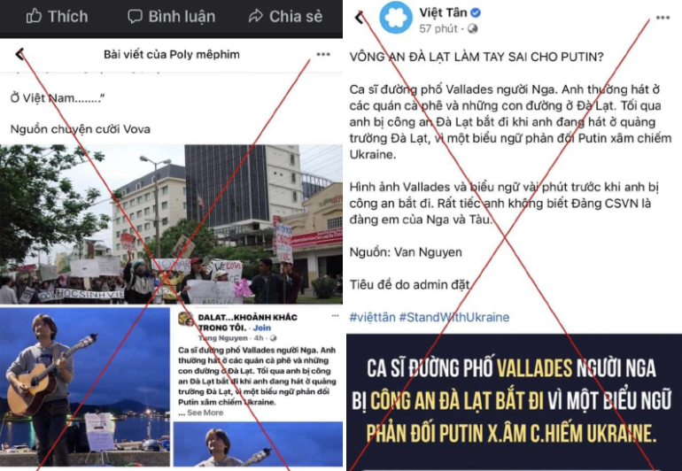 Thông tin ca sĩ đường phố người Nga bị bắt vì phản đối cuộc chiến tại Ukraine là hoàn toàn bịa đặt