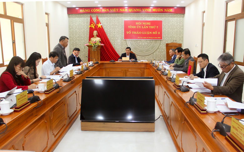 Các đại biểu thảo luận ở tổ