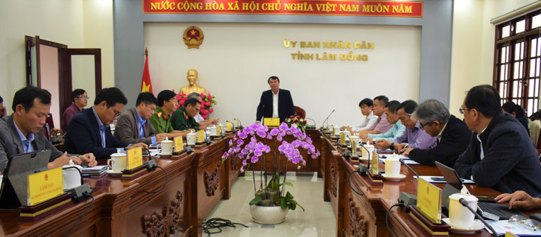 Quang cảnh hội nghị trực tuyến toàn tỉnh Lâm Đồng về công tác phòng chống thiên tai