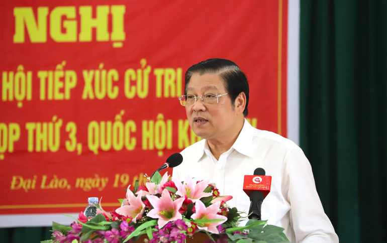 Đồng chí Phan Đình Trạc - Ủy viên Bộ Chính tri, Trưởng Ban Nội chính Trung ương tiếp thu, giải trình các ý kiến, kiến nghị của cử tri theo thẩm quyền