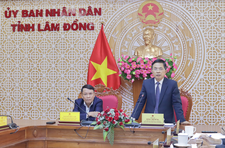 Đồng chí Đặng Trí Dũng - Phó Chủ tịch UBND tỉnh phát biểu tại buổi làm việc