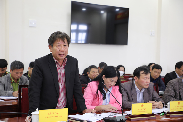Lãnh đạo Vườn Quốc gia Bidoup - Núi Bà trình bày ý kiến kiến nghị về các giải pháp tăng cường công tác quản lý bảo vệ rừng