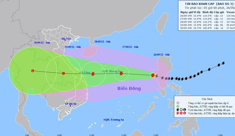 Bão số 4 đi vào Biển Đông, cách quần đảo Hoàng Sa khoảng 810km