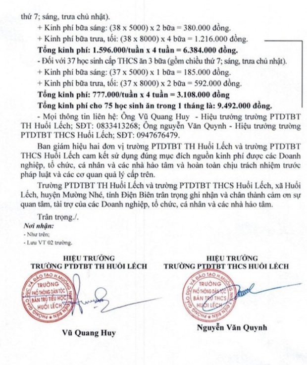 Thư ngỏ của hai thầy hiệu trưởng để mong trò có bữa cơm no