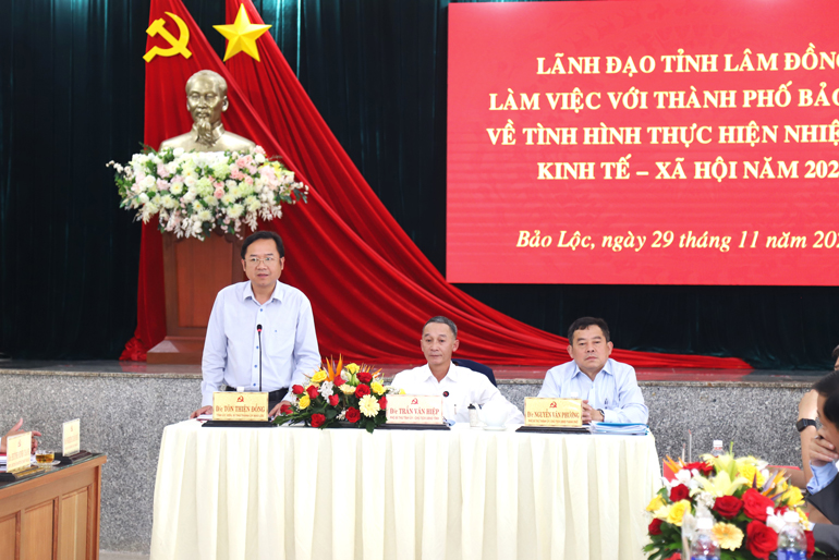 Bí thư Thành ủy Bảo Lộc Tôn Thiện Đồng tiếp thu ý kiến chỉ đạo của Chủ tịch UBND tỉnh